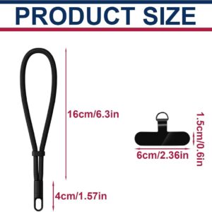 Black Nylon Phone Lanyard With Metal Ring, 16Cm Long, For Securing Phones And Small Devices.