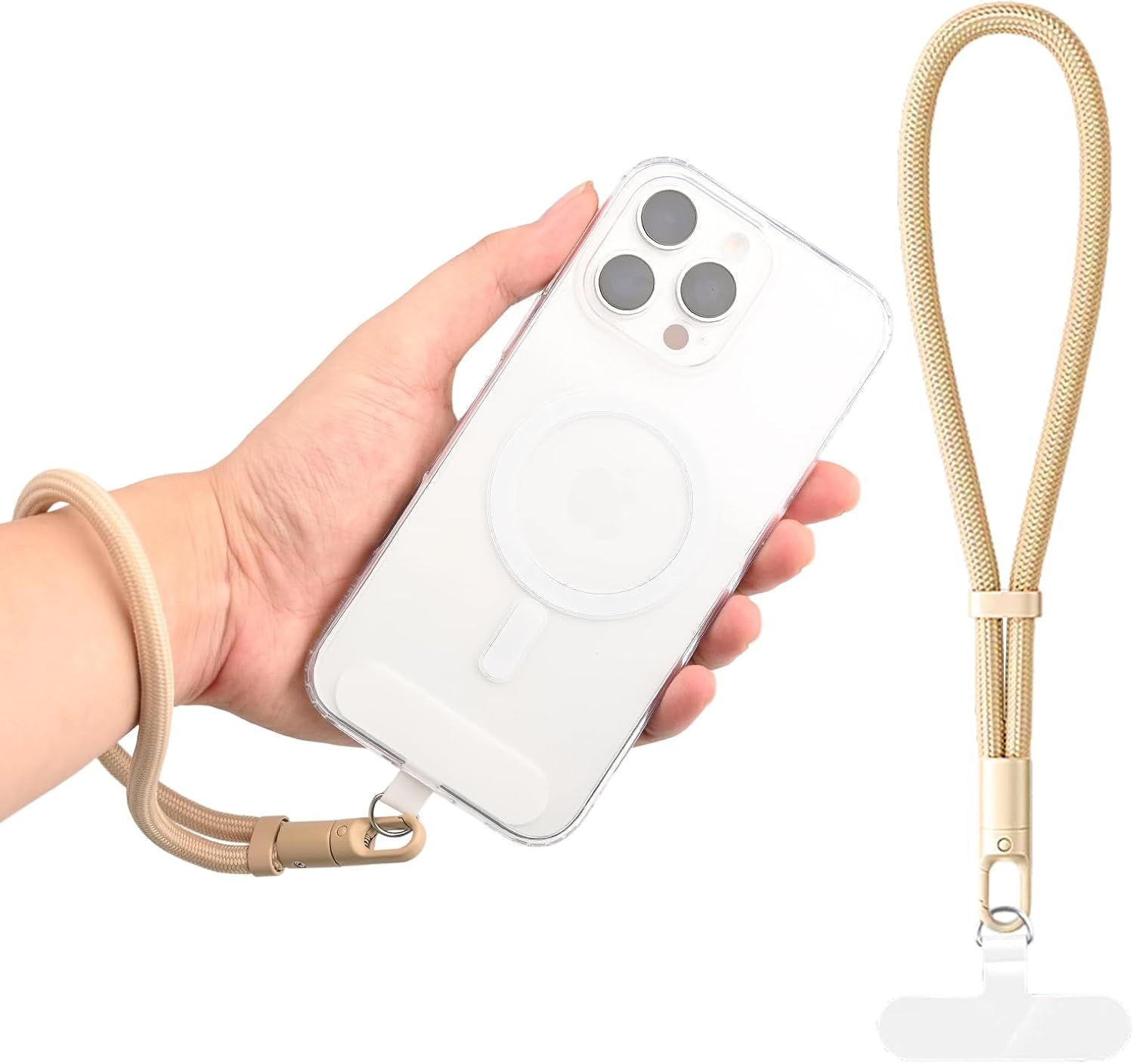 Fawn Phone Wrist Strap | Adjustable &Amp; Secure – Sumo Deals Gold Braided Nylon Phone Lanyard With Clear Phone Case, Anti-Loss Wrist Strap For Secure Carrying.