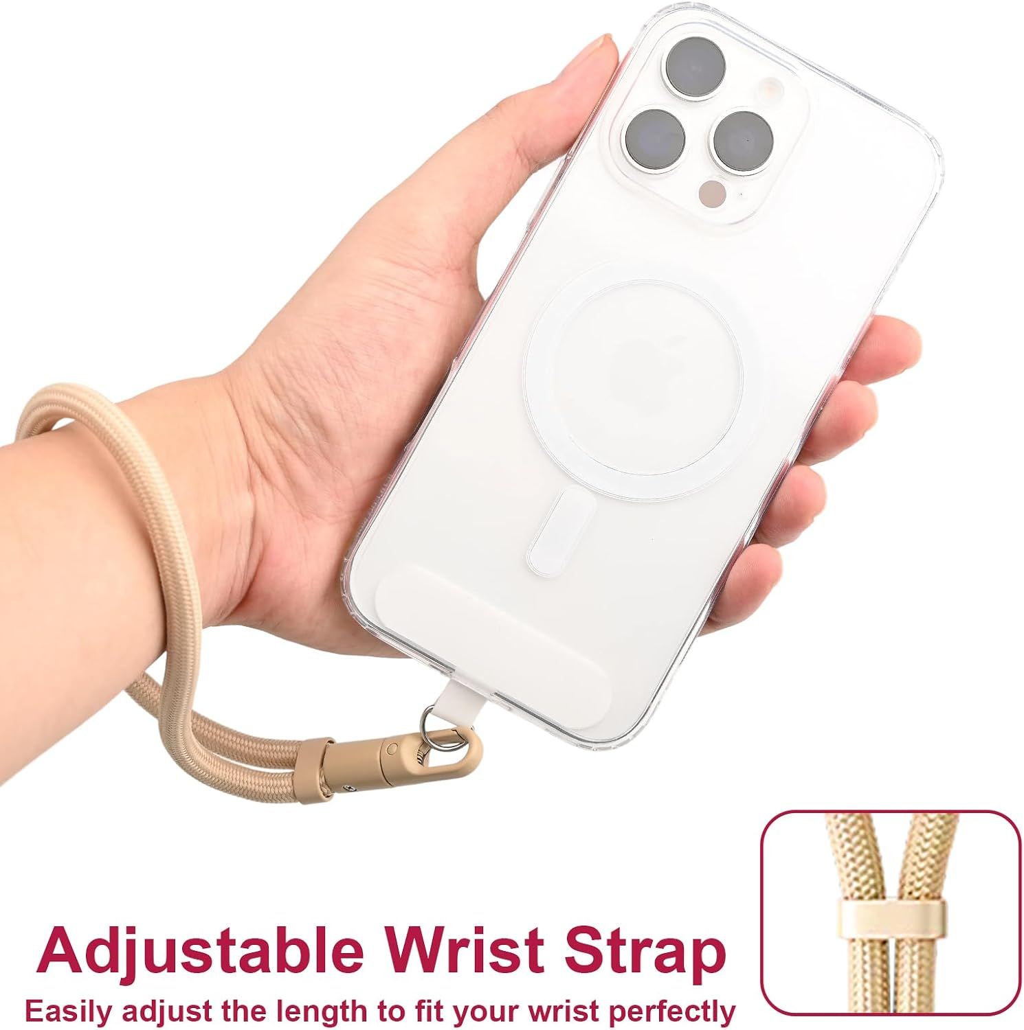 Fawn Phone Wrist Strap | Adjustable &Amp; Secure – Sumo Deals Beige Braided Nylon Adjustable Wrist Strap For Phone Case, Preventing Drops And Providing Secure Carrying.