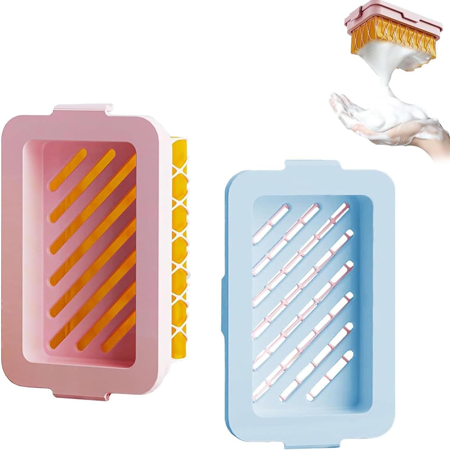 2 Pack Bar Soap Dish With Drain | Pink &Amp; Blue Holders – Sumo Deals Pink And Blue Plastic Soap Dish With Drainage Slats, For Bathroom Or Kitchen Soap Storage.