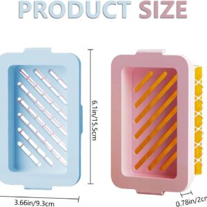 2 Pack Bar Soap Dish With Drain | Pink &Amp; Blue Holders – Sumo Deals Two Plastic Soap Dishes, One Blue And One Pink, With Slatted Draining Bottoms, For Bathroom Or Kitchen Use.