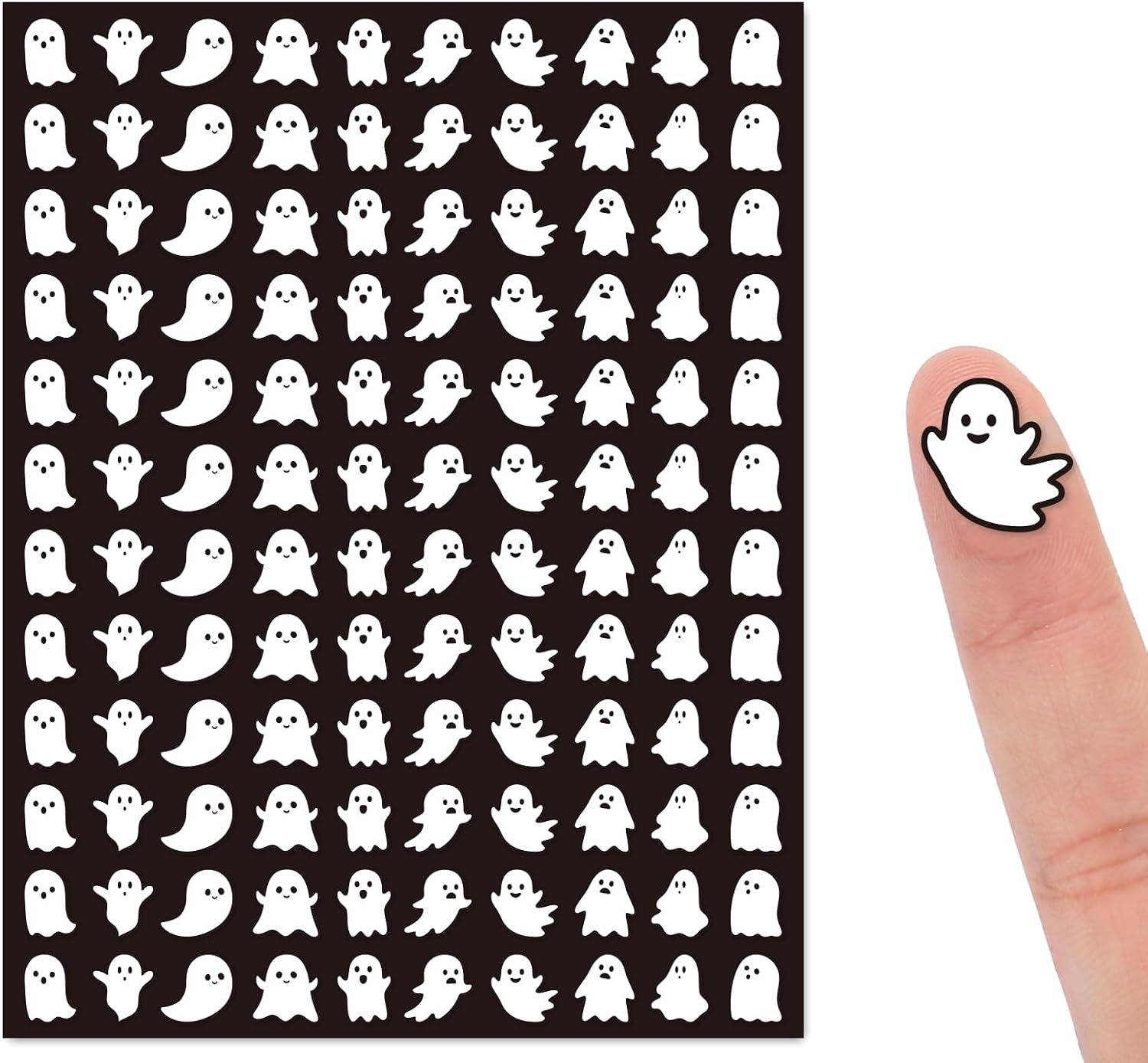 2400 Halloween Ghost Stickers | Black &Amp; White Mini Decals – Sumo Deals Halloween Ghost Sticker Sheet, White Vinyl, Various Cute Ghost Designs For Decoration.