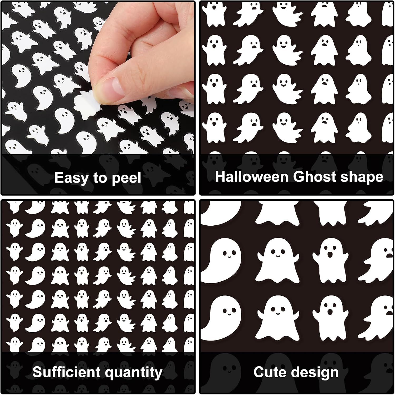 2400 Halloween Ghost Stickers | Black &Amp; White Mini Decals – Sumo Deals Sheet Of White Vinyl Ghost Stickers, Various Cute Designs, For Halloween Decoration.