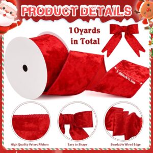 10-Yard Roll Of Red Velvet Wired Ribbon, 2.48