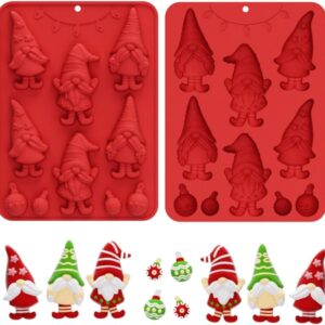 Red silicone gnome and ornament molds for Christmas baking, candy, chocolate, or soap making.