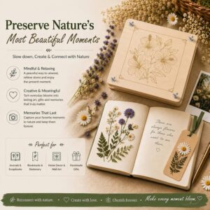 Wooden Flower Press Kit With Hibiscus Engraving, Light Brown, For Preserving Flowers.