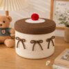 Cute Cotton Rope Woven Storage Basket with Lid, Decorative Desktop Organizer Box for Cosmetics & Sun product image