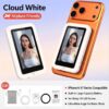 Cloud White airplane-friendly selfie screen, HD LED, for iPhone 6-17 series, with built-in battery for better shots.