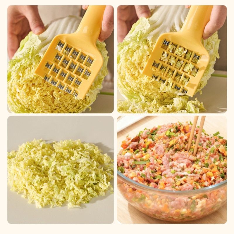 Cute Vegetable Grater &Amp; Shredder — Yellow – Sumo Deals Yellow Plastic Cabbage Shredder With Metal Blades, Used To Finely Chop Cabbage For Dumpling Filling.