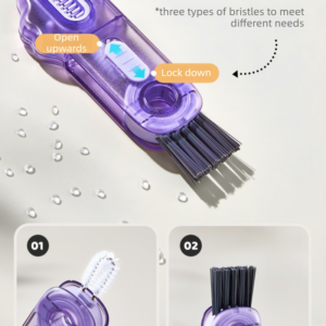 3-In-1 Cup Lid Cleaning Brush — Multifunctional Green – Sumo Deals Purple Plastic 3-In-1 Bottle Brush Cleaner With Multiple Bristles For Cleaning Narrow Gaps And Bottle Mouths.