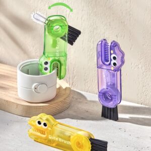 3-In-1 Cup Lid Cleaning Brush — Multifunctional Green – Sumo Deals Cute Brush 2-In-1 Keyboard Cleaner Tool. Translucent Plastic, Green, Purple, Yellow, With Soft Bristles.