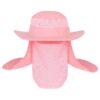 Foldable Fishing Hat | Uv Protection &Amp; Breathable Mesh – Sumo Deals Pink Polyester Sun Hat With Wide Brim, Mesh Crown, And Detachable Neck/Face Flap For Outdoor Protection.