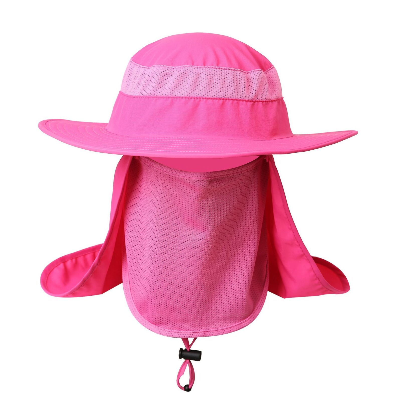 Foldable Fishing Hat | Uv Protection &Amp; Breathable Mesh – Sumo Deals Pink Nylon Sun Hat With Wide Brim, Mesh Crown, And Detachable Neck/Face Flap For Outdoor Protection.