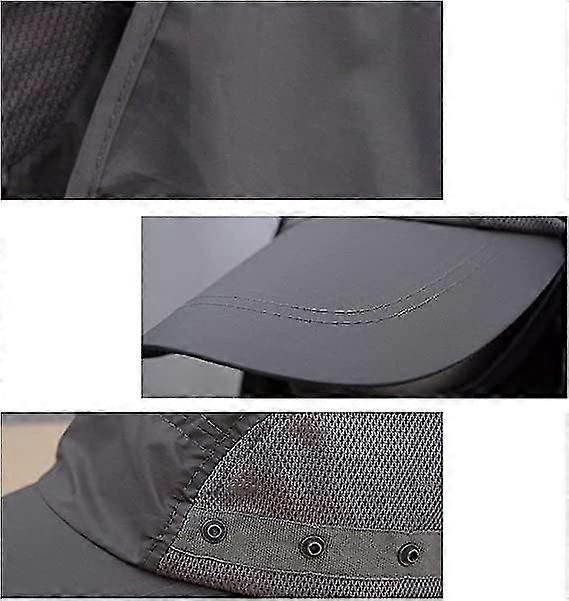 Foldable Fishing Hat | Uv Protection &Amp; Breathable Mesh – Sumo Deals Dark Gray Nylon Baseball Cap With Mesh Side Panels, Snap Buttons, And Stitched Brim For Outdoor Sports.