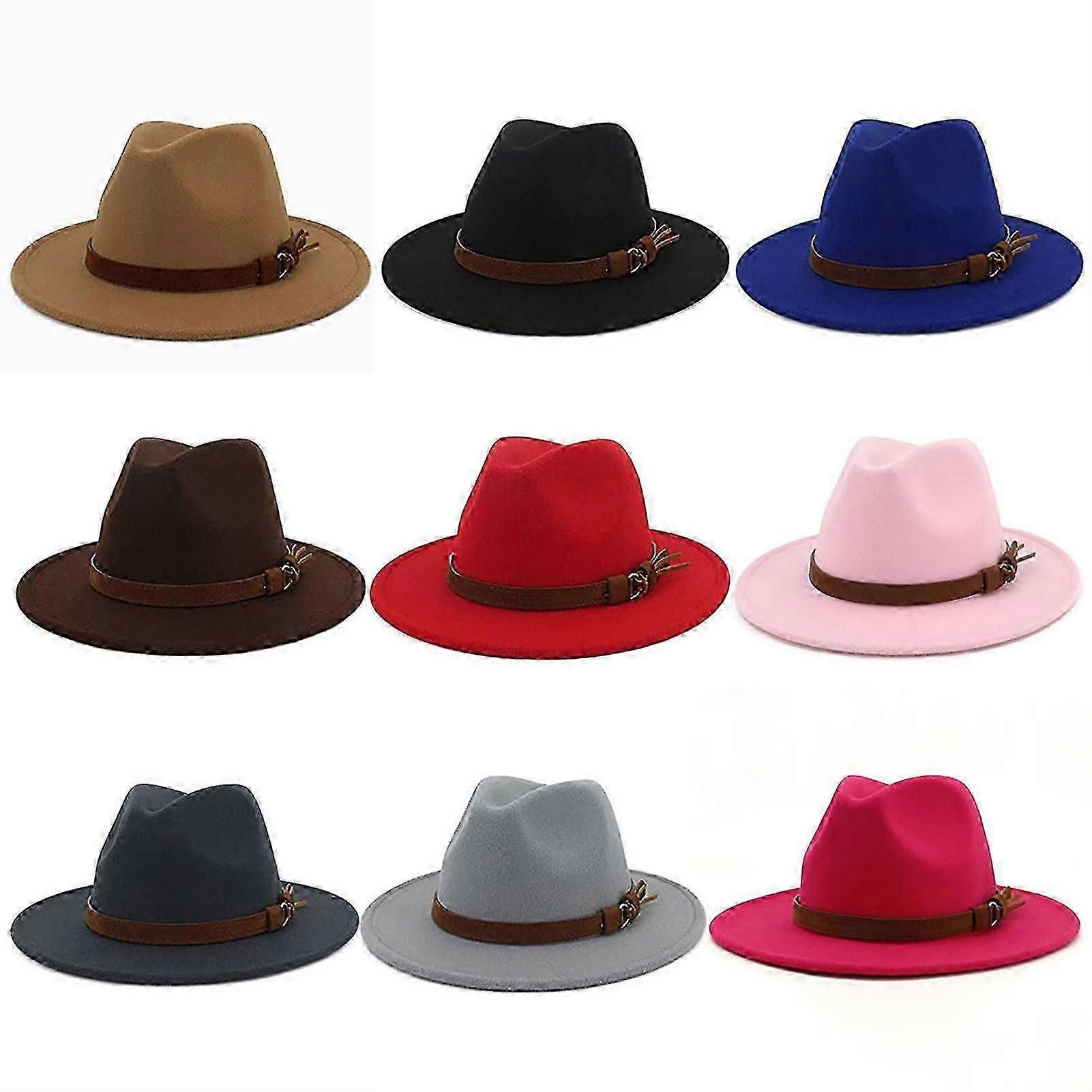 Vintage Felt Fedora Hat For Men – Classic Style – Sumo Deals Assorted Felt Fedora Hats With Wide Brim And Leather Band, Available In Multiple Colors For Fashion.