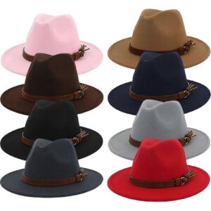 Vintage Felt Fedora Hat For Men – Classic Style – Sumo Deals Assorted Felt Fedora Hats With Wide Brim And Brown Leather Band With Tassels, For Fashion Or Sun Protection.