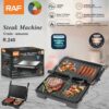 RAF R.240 electric grill, black/silver non-stick metal, 1000W, for cooking steaks and various grilled foods.
