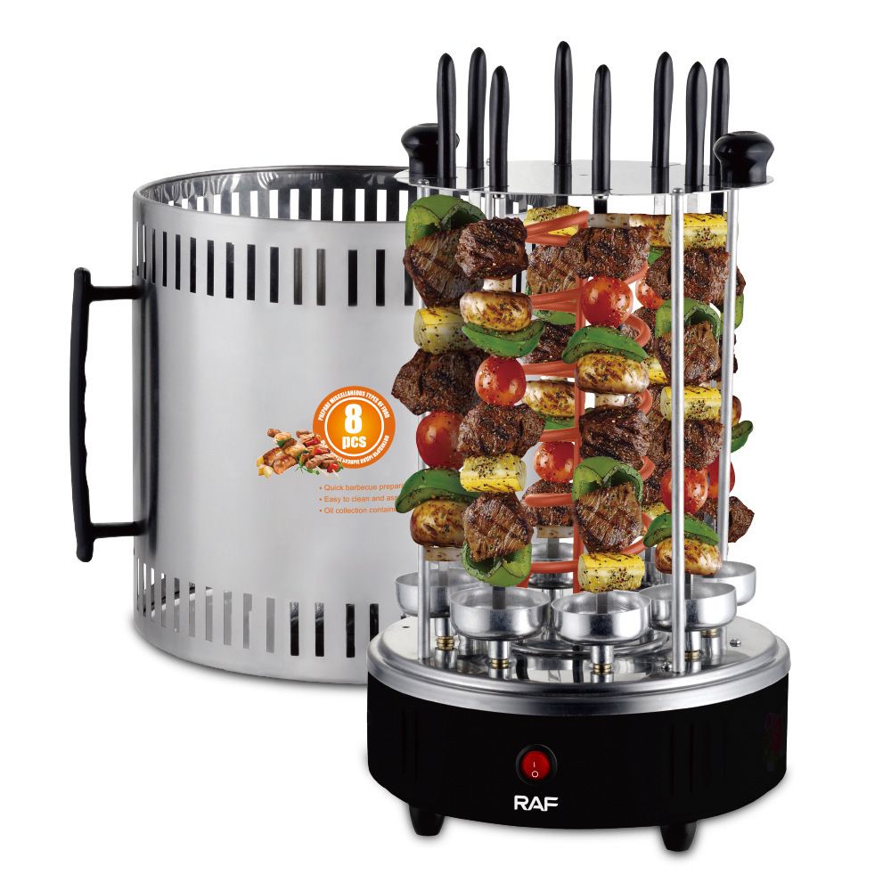 Vertical Rotisserie Grill | Smokeless Indoor Bbq – Sumo Deals Raf Stainless Steel Electric Vertical Rotisserie Grill With 8 Skewers, Black Base, For Home Kebab Cooking.