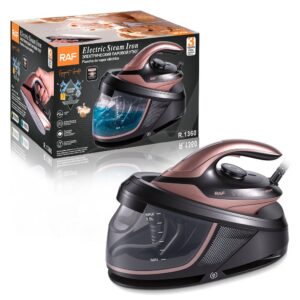 Split-Type Electric Steam Iron With Ceramic Soleplate And 1.5L Water Tank For Home Garment Steaming And Vertical Ironing Of Silk Wool And Delicate Fabrics (Rosegold) – Sumo Deals Raf Electric Steam Iron, Rose Gold &Amp; Black Plastic, 1.5L Water Tank, For Powerful Garment Steaming.