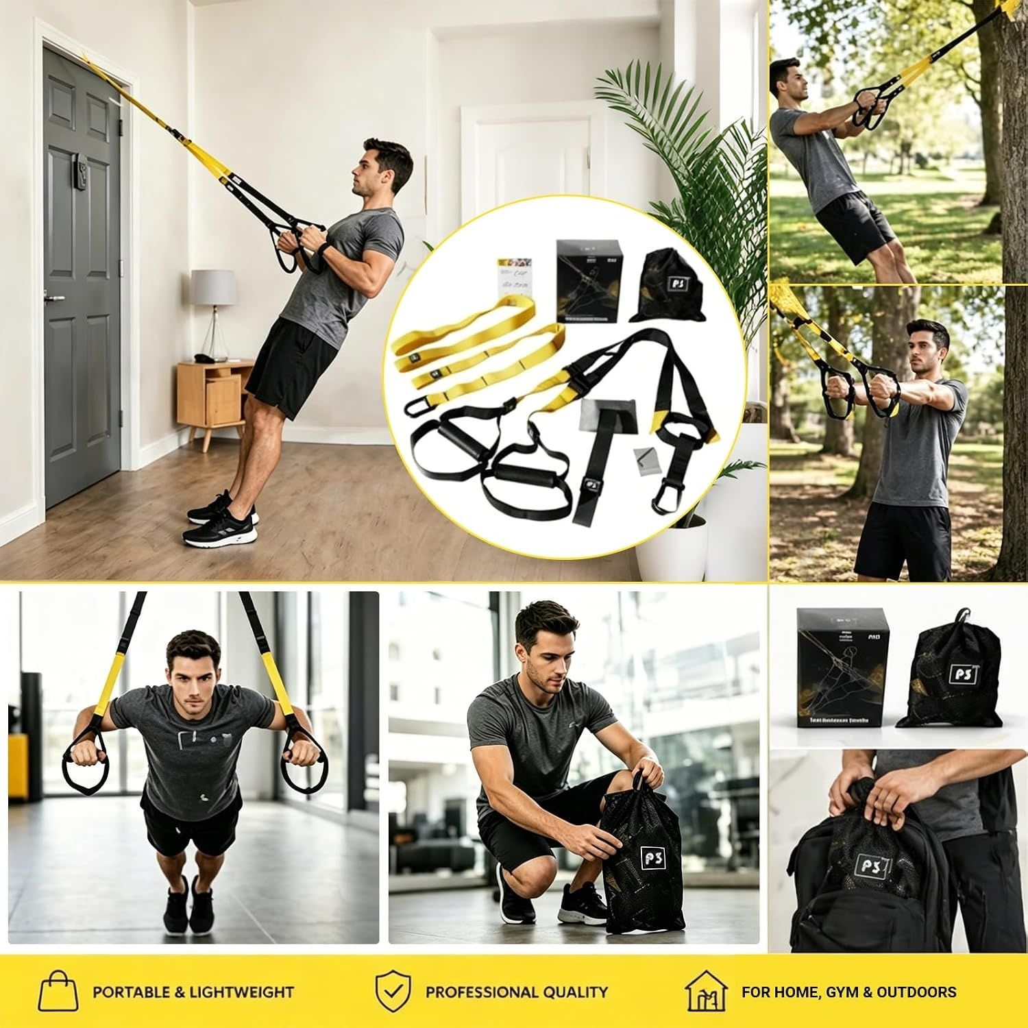 Suspension Trainer Kit | Home Gym Full Body Workout – Sumo Deals Suspension Trainer Resistance Training Kit Adjustable Straps With Door Anchor For Home Gym Full Body Product Image