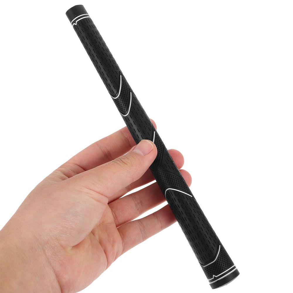 Jumbo Golf Grip | Comfortable Rubber Club Accessory – Sumo Deals Black Rubber Golf Club Grip With Textured Surface And White Accent Lines, Held In Hand For Replacement.