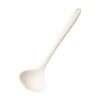 Cream silicone ladle with hanging hole, ideal for serving soups and sauces.
