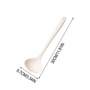 White Plastic Soup Ladle With Hanging Hole, 30Cm Long, For Kitchen Cooking And Serving.