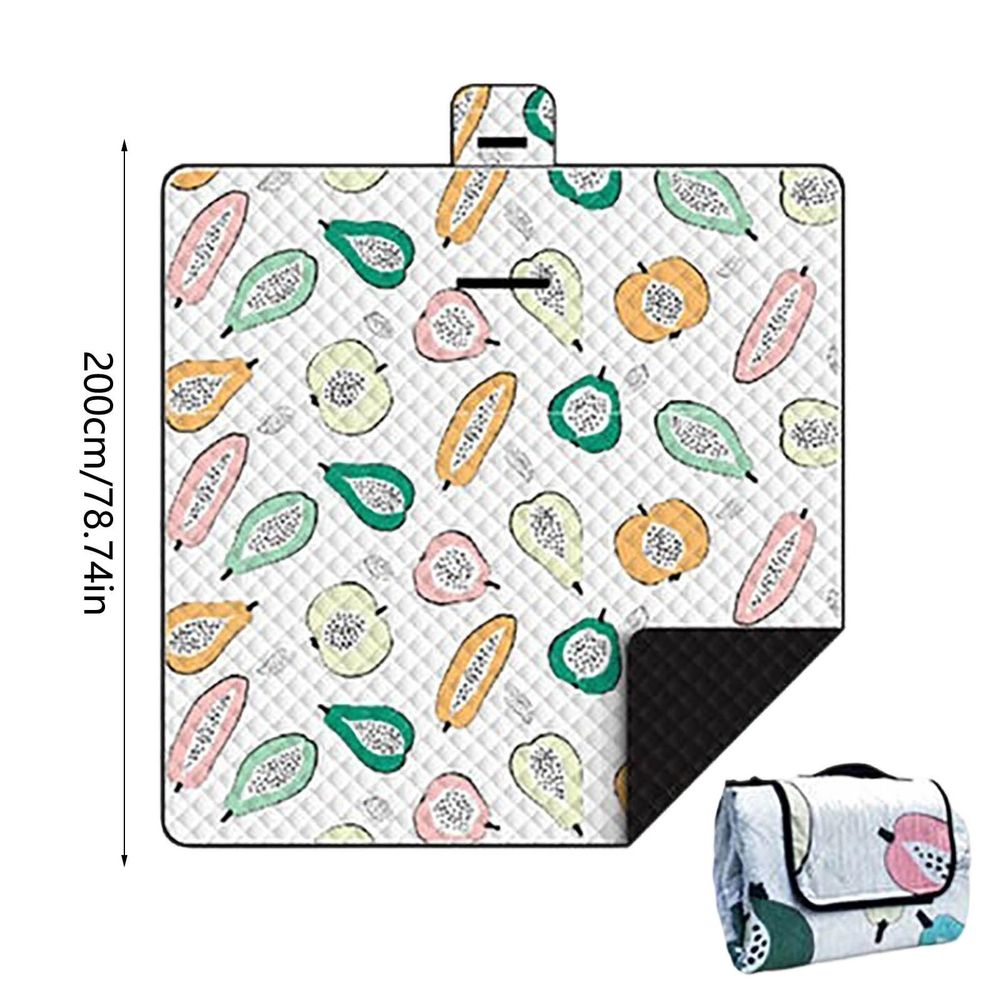 Extra Large Outdoor Picnic Blanket | Sand Proof &Amp; Portable – Sumo Deals White Quilted Picnic Blanket With Colorful Fruit Pattern, Waterproof Backing, Foldable For Outdoor Use.
