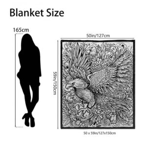 Diy Colouring Blanket Kit | Markers &Amp; Washable Throw – Sumo Deals Fleece Blanket, Black And White Eagle Design, 50X59In, Soft Throw For Couch Or Bed.