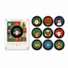 Christmas-themed round fridge magnets with Santa, snowman, reindeer, and snowflake designs, for festive home decor.