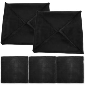 5-pack black polyester chair covers with criss-cross back design, for events and dining.