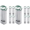 10-pack gray mesh produce bags with green handles & bottom opening for kitchen storage.