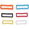 6-pack silicone watch strap loops, rectangular, assorted colors (orange, blue, black, red, yellow, white) for securing w
