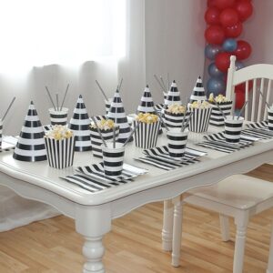 36-Pack Striped Popcorn Boxes | Party Snack Containers – Sumo Deals Black And White Striped Paper Party Supplies: Cups, Plates, Popcorn Boxes, And Party Hats For Celebrations.