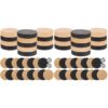 Wooden Backgammon Checkers Set With Black And Natural Wood Round Pieces, Plus Two White Dice, For Board Games.