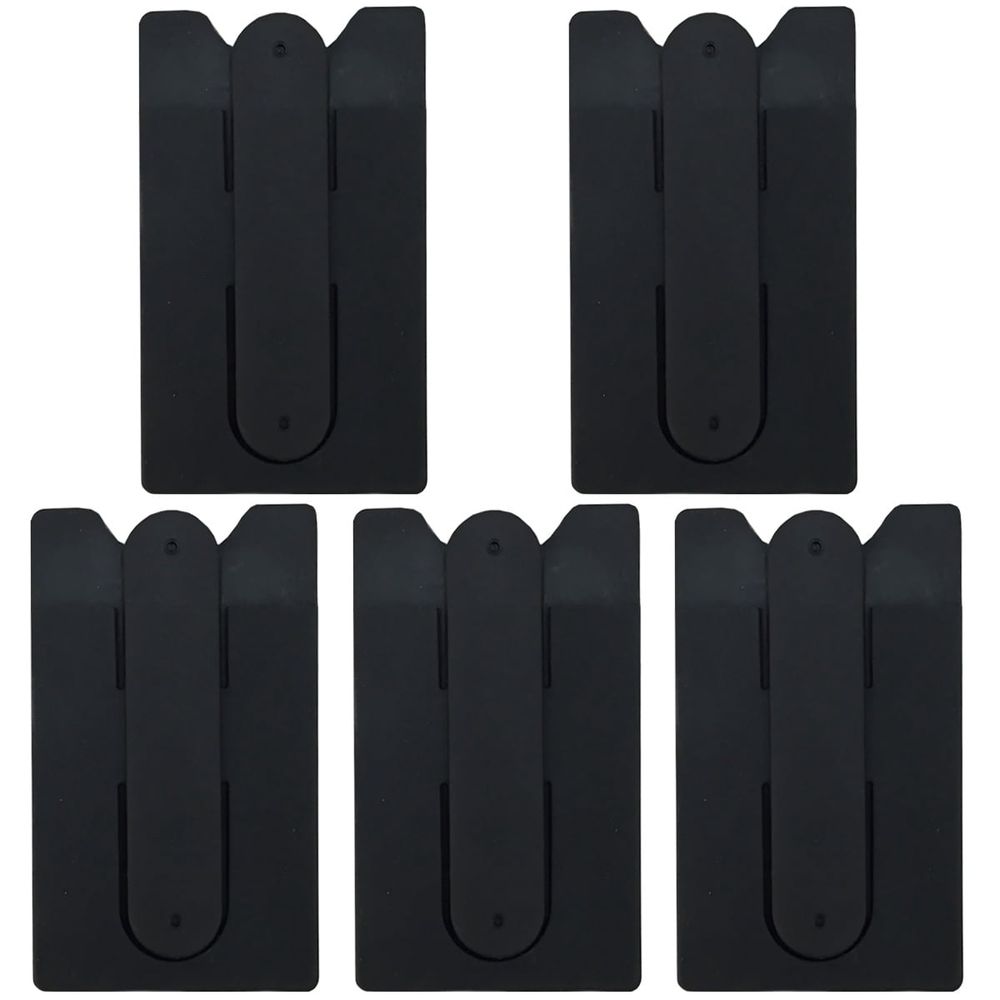 Phone Card Holder Sticker – Set Of 5 Black Silicone – Sumo Deals 5-Pack Black Silicone Phone Card Holder With Kickstand, Adhesive Stick-On Wallet For Smartphone.