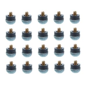 20-pack black rubber cue tips with brass screw-in ferrules, felt bottom, for billiard pool cues.