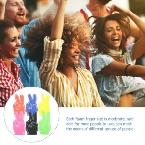 Foam Fingers 6-Pack | Cheering Props For Sports Fans – Sumo Deals Assorted Foam Peace Sign Finger Hands In Orange, Blue, Yellow, Pink, Black, Green For Sports Events &Amp; Parties.