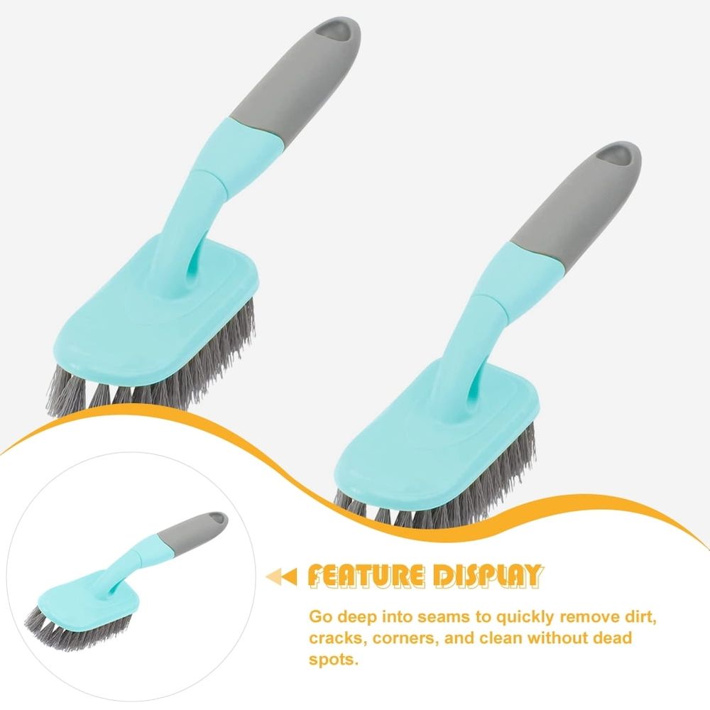 Floor Brush Scrubber For Tile &Amp; Grout Cleaning – Sumo Deals Plastic Scrub Brush With Ergonomic Gray Handle, Turquoise Base, And Stiff Gray Bristles For Deep Cleaning Seams.