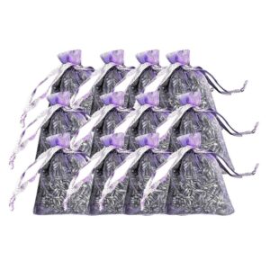 12 Lavender Sachets, Purple Organza Mesh Bags Filled With Dried Lavender Buds, For Drawers, Closets, And Aromatherapy.
