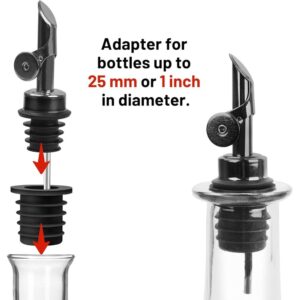 Liquor Pourer Adapters For Large Bottles (7-Pack) – Sumo Deals Black Metal &Amp; Rubber Bottle Pourer With Hinged Cap, Fits 25Mm/1-Inch Bottles For Controlled Pouring.
