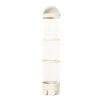 Stackable baby formula dispenser, 3-tier clear plastic with beige lids, portable for travel.
