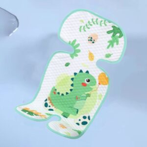 Green Stroller &Amp; Car Seat Cooler Pad For Toddlers – Sumo Deals White Quilted Baby Bath Mat With Green Dinosaur And Leaf Print, Light Green Trim, For Infant Bathing.