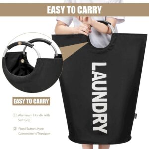 Black Fabric Laundry Hamper With Aluminum Handles &Amp; Soft Grip, 