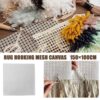 White plastic rug hooking mesh canvas, 150x100cm, for DIY latch hook rug making.