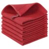 Red Cotton Kitchen Dish Cloths - 6 Pack Soft &Amp; Absorbent – Sumo Deals Stack Of 8 Red Cotton Waffle Weave Dish Towels For Kitchen Cleaning And Drying.