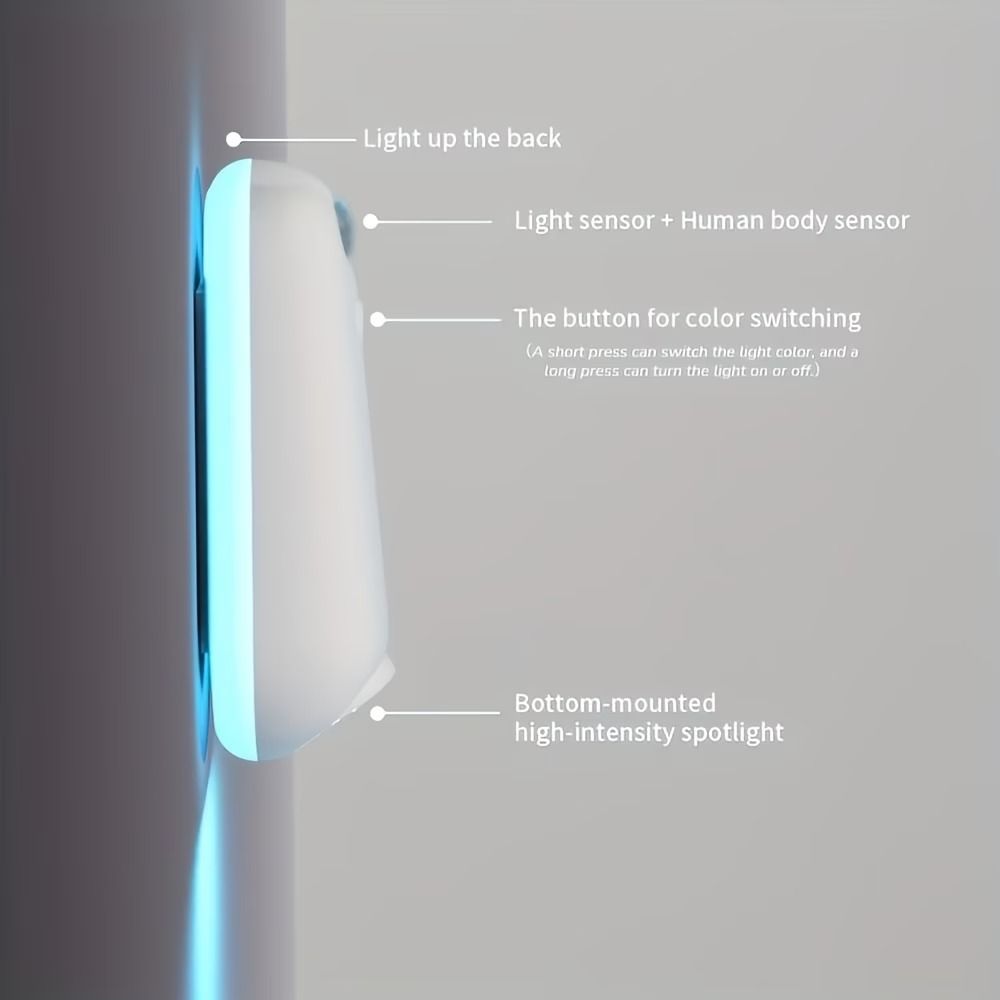 Toilet Night Light 2-Pack | Motion Sensor, 8-Colour – Sumo Deals White Plastic Motion Sensor Night Light With Blue Backlighting And Bottom Spotlight For Hallways.