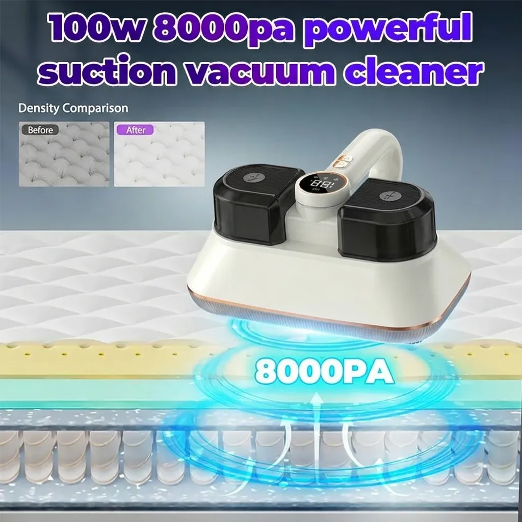 Wireless Smart Mite Vacuum | 8000Pa Suction, Hepa Filter – Sumo Deals Wireless Smart Mite Vacuum, 8000Pa Strong Suction &Amp; High-Frequency Tapping, Hepa Filtration, Deep Cl Product Image