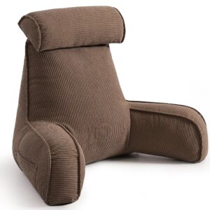 Bed Backrest Reading Pillow with Arms for Long Sitting, Gaming, and Relaxation, 80*40*60cm (Brown) product image