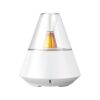 White plastic & glass conical aroma diffuser with amber light, for home or office.